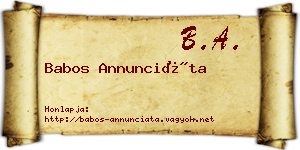 Babos Annunciáta névjegykártya